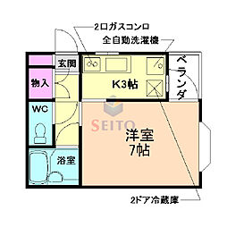 エスポアール千里園 1Kの間取図画像
