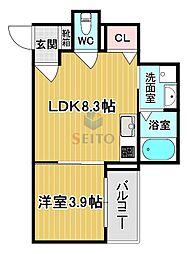 (仮称)F asecia Vivre(ビブレ) 1LDKの間取図画像