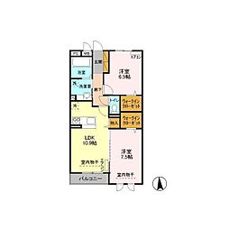 ゼピュロス学園の森M 2LDKの間取図画像