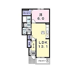 ノートル・レーヴF 1LDKの間取図画像