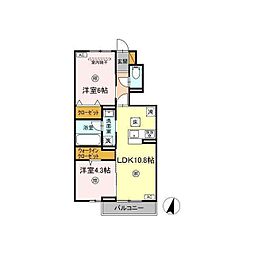 Spinel(スピネル) A棟 2LDKの間取図画像