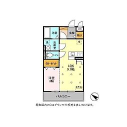 ツインハーモニーA 1LDKの間取図画像