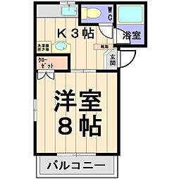 リバーハイツ 1Kの間取図画像