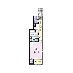 セレッソ東光台 1Kの間取図画像