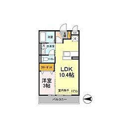 ハーベスト・コート 1LDKの間取図画像