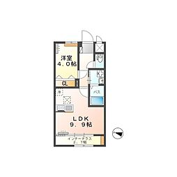 つくば市酒丸新築アパート 1LDKの間取図画像