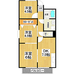 サンフル真鍋 3DKの間取図画像
