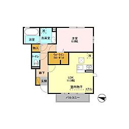 マンテネールA 1LDKの間取図画像