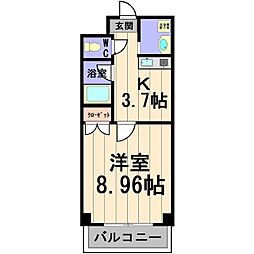 ソレイユ高野 1Kの間取図画像