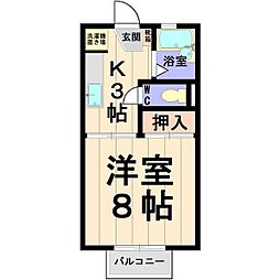 サンシャインつくば 1Kの間取図画像