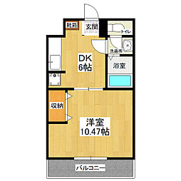 ビックフォレストつくば 1DKの間取図画像