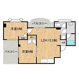 レストプレイス筑波 2LDKの間取図画像