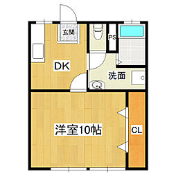 竹園ハイツ1 1DKの間取図画像