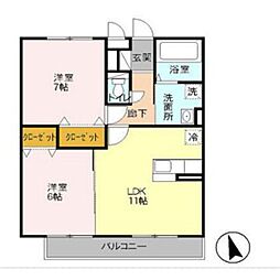スマイルサンライズA 2LDKの間取図画像