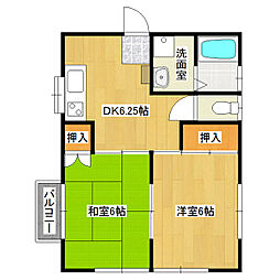 メゾン柏倉A 2DKの間取図画像