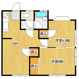 レモンハイツ 2DKの間取図画像