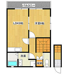 フェリチターレB 1LDKの間取図画像