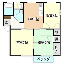 オーロラヒル 3DKの間取図画像