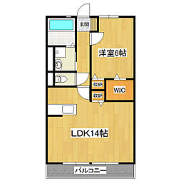 朝日ヴィラひたち野E 1LDKの間取図画像