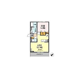 トリシア花水木M 1LDKの間取図画像