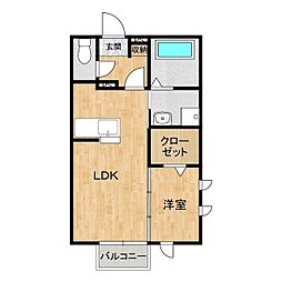 クレーブラット 1LDKの間取図画像