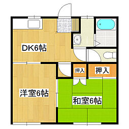 メゾン神立B 2DKの間取図画像