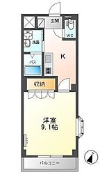 AUTHOR千草2 1Kの間取図画像
