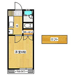 ローズハイツA 1Kの間取図画像
