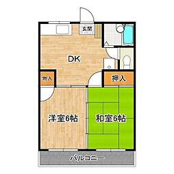 第2明紀マンション 2DKの間取図画像