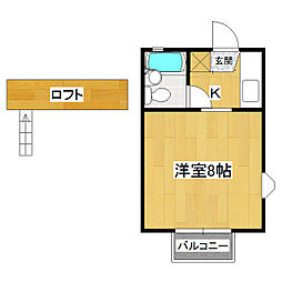 桂コーポ阿見B 1Kの間取図画像