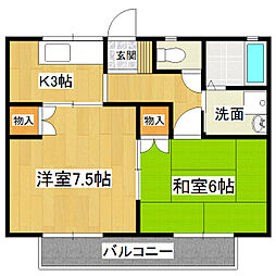 コーポみのり 2Kの間取図画像