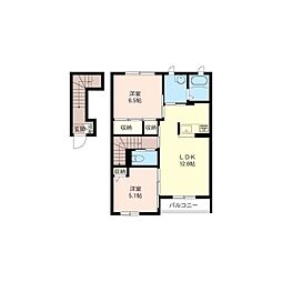 ハニーコートB 2LDKの間取図画像