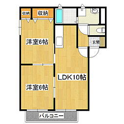 プラテリーアB 2LDKの間取図画像