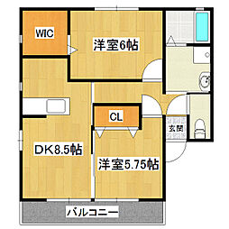 カサベルデ 2DKの間取図画像