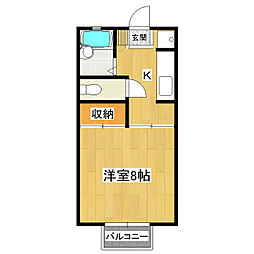セントラル渡辺2 1Kの間取図画像