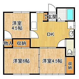 うずら野ハイツ 3DKの間取図画像