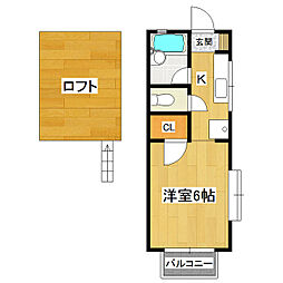エランドールA 1Kの間取図画像