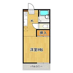 コーポレイクヒル 1Kの間取図画像