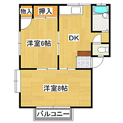 ヒラハイツB 2DKの間取図画像