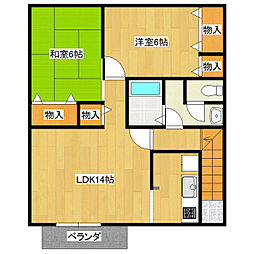 サンセール 2LDKの間取図画像
