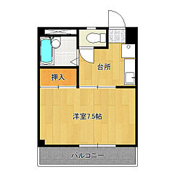クリークサイド 1Kの間取図画像