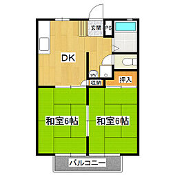 サンハイツ東 2DKの間取図画像