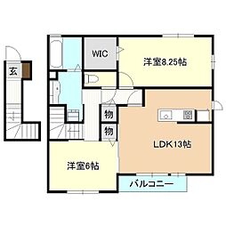 つくばエクスプレス みらい平駅 徒歩15分の賃貸アパート 1階2LDKの間取り
