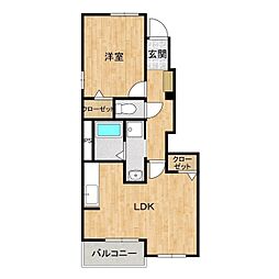 アンジュ・パレA 1LDKの間取図画像
