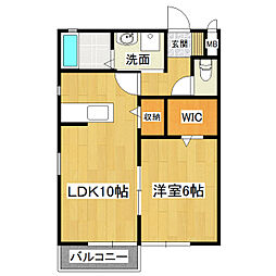 プランドールD 1LDKの間取図画像