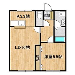 グランシャリオ2 1LDKの間取図画像