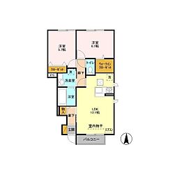 ル・ジャルダンB 2LDKの間取図画像