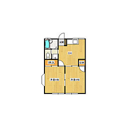 ウィステリア2号棟 2DKの間取図画像