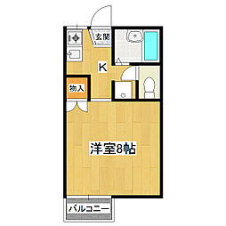 ハイツナガノ1 1Kの間取図画像