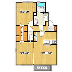 アムールゆめみ野B 2LDKの間取図画像